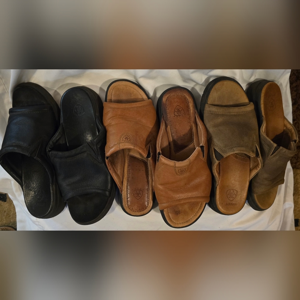 Ariat Women's Leather Slide Sandals - Black, Brown, Tan